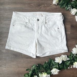 American Eagle White Midi Jean Shorts